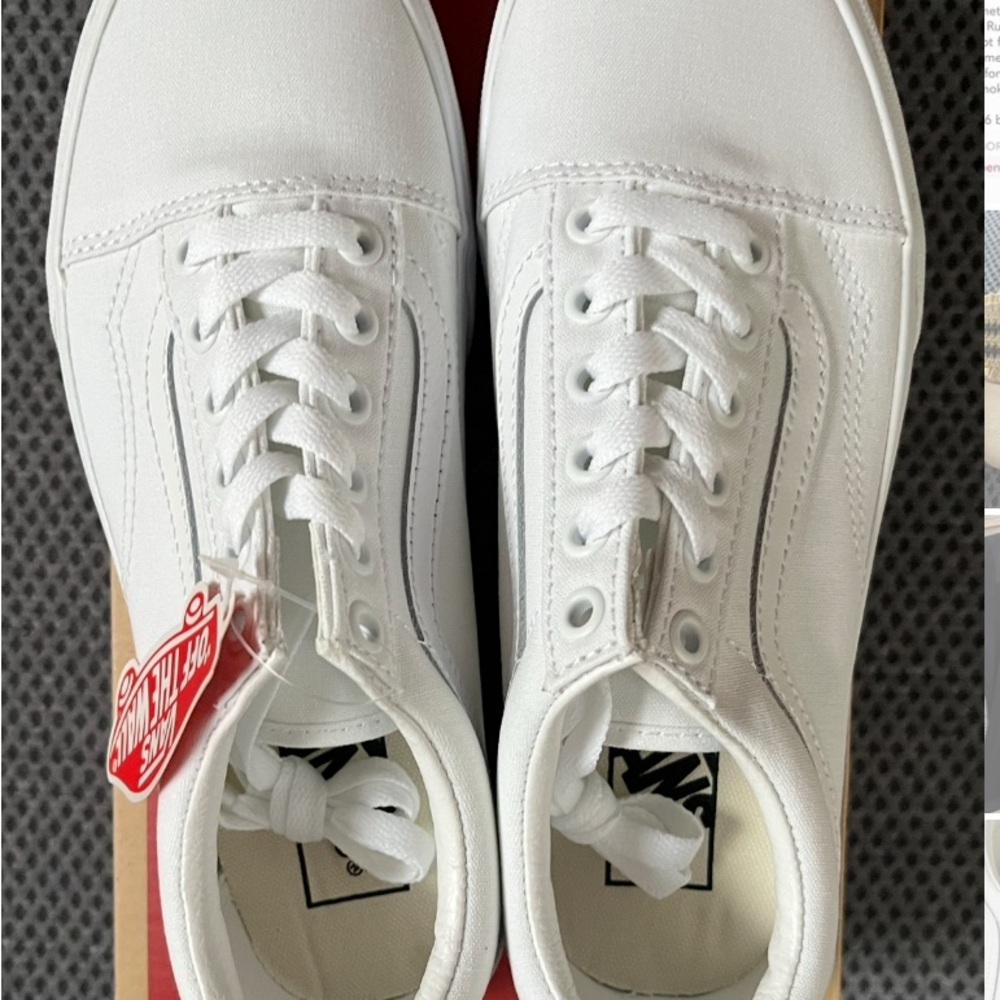New in Box Women’s Vans White Canvas Sneakers with Rubber Soles size 7.5